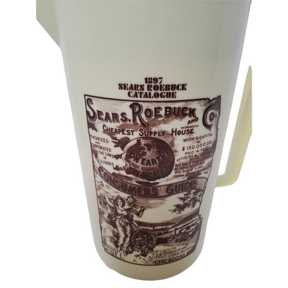 Vtg Plastic Pitcher w Brown Plastic Lid Retro Sears, Roebuck & Co. - Picture 9 of 11